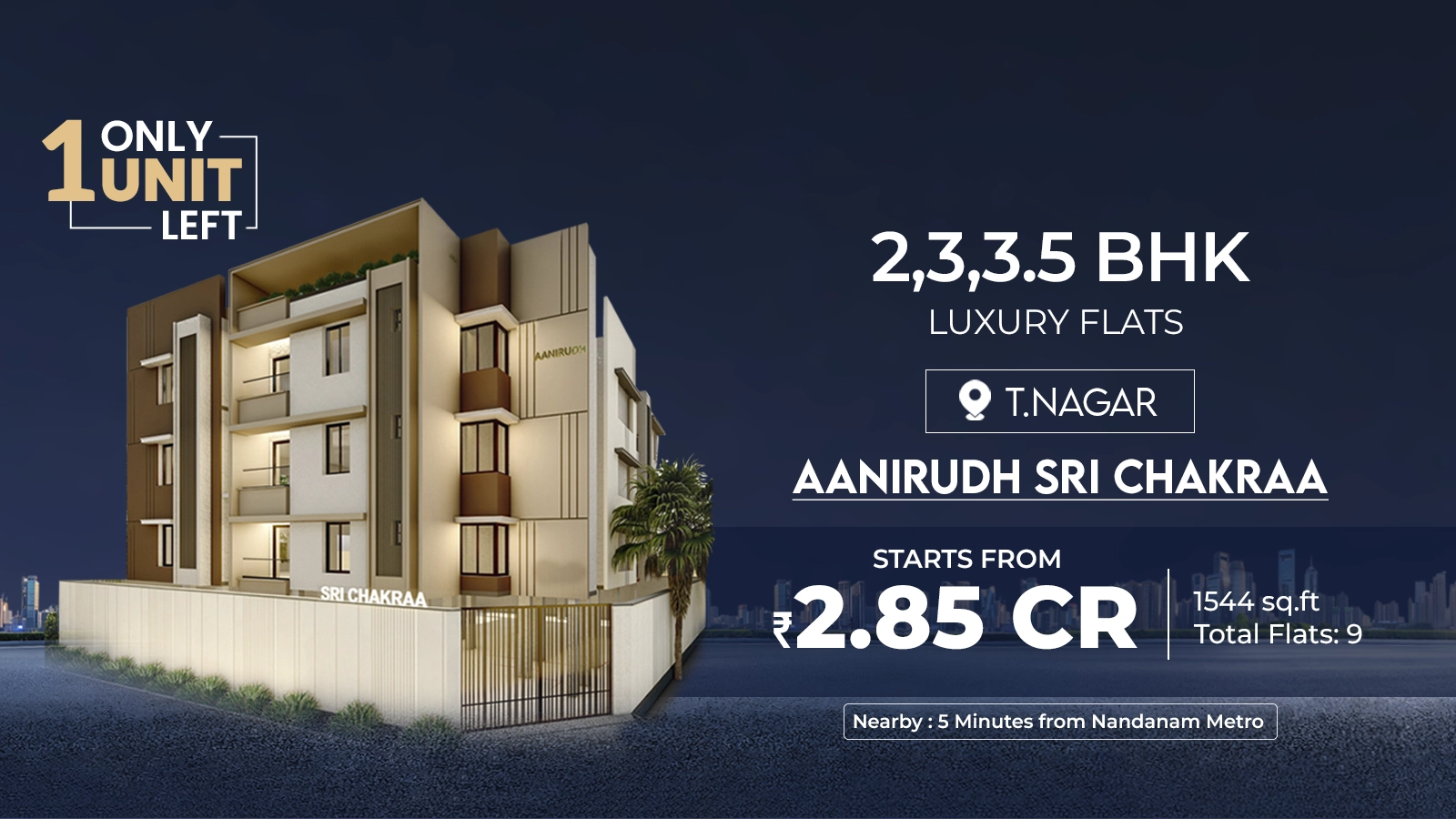 Spacious 3 BHK flats for sale in T. Nagar - premium living space